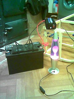 Battery, inverter and lava lamp