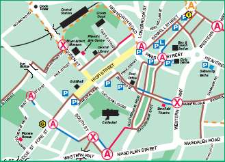 Cycle map of 
central Exeter